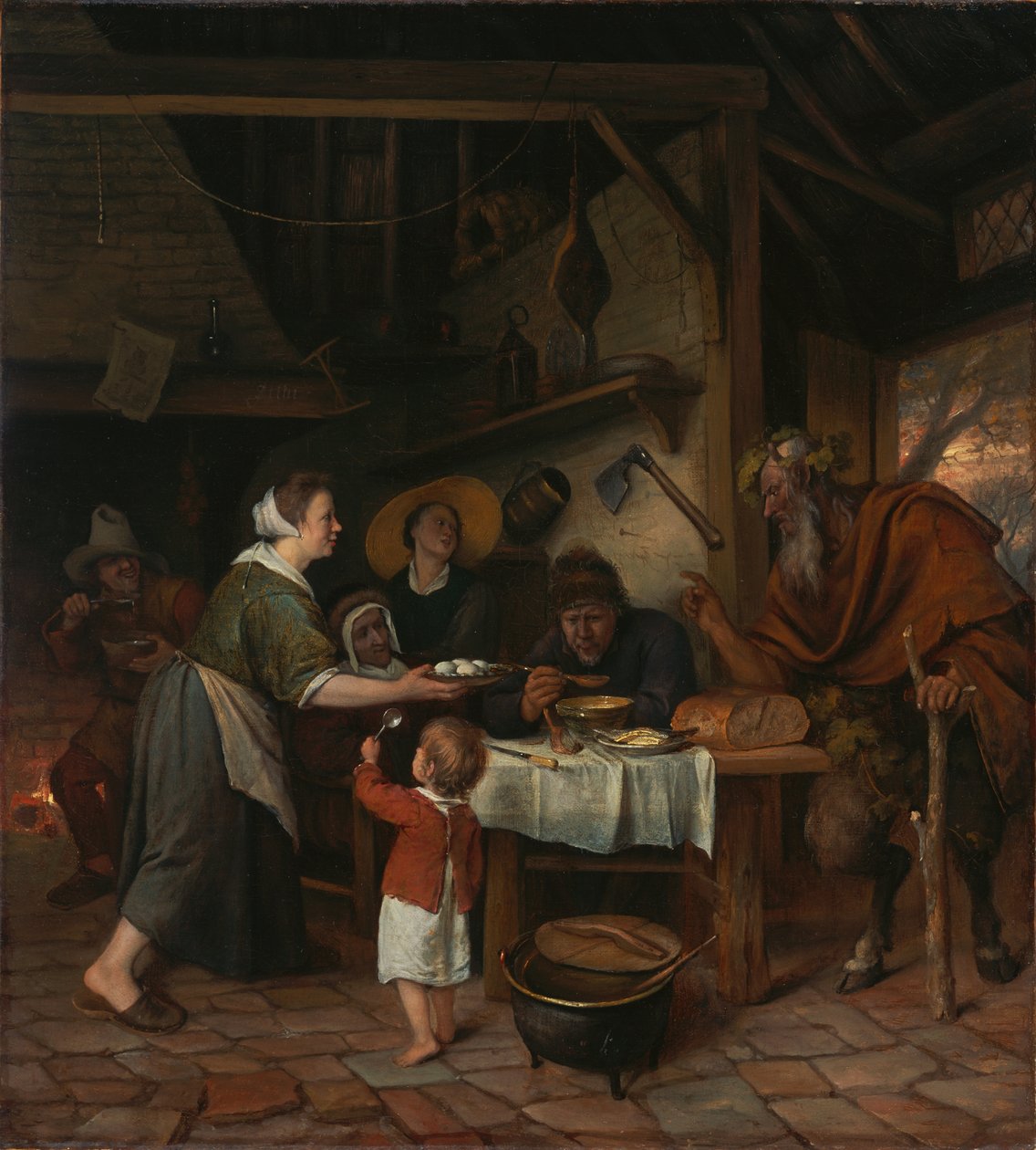 El sátiro y la familia campesina de Jan Steen