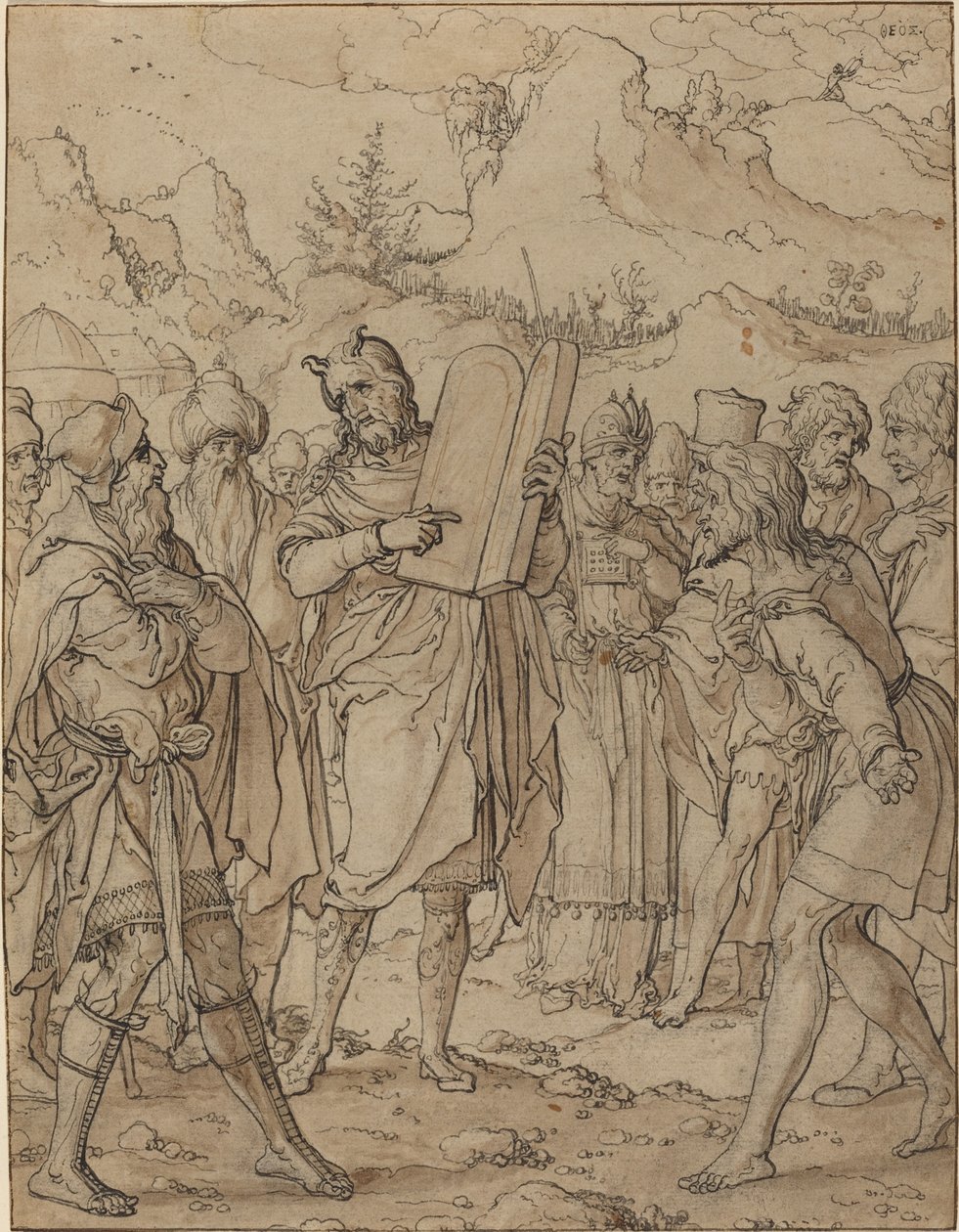 Moisés entregando los mandamientos de Dios a los israelitas de Jan Swart Van Groningen