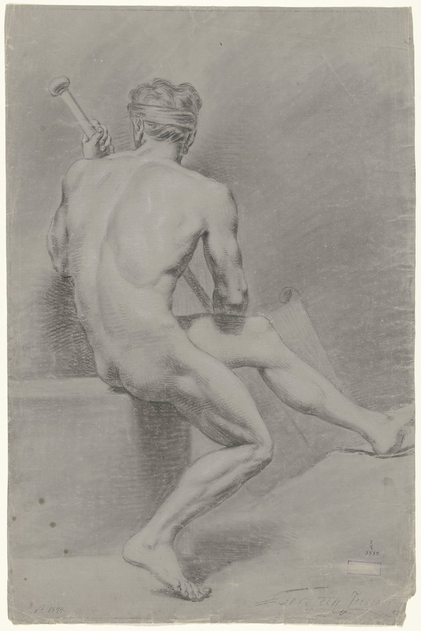 Desnudo masculino sentado, girado a la izquierda de Jan Tersteeg (possibly)