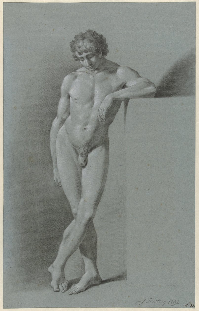 Hombre desnudo de pie, con las piernas cruzadas de Jan Tersteeg