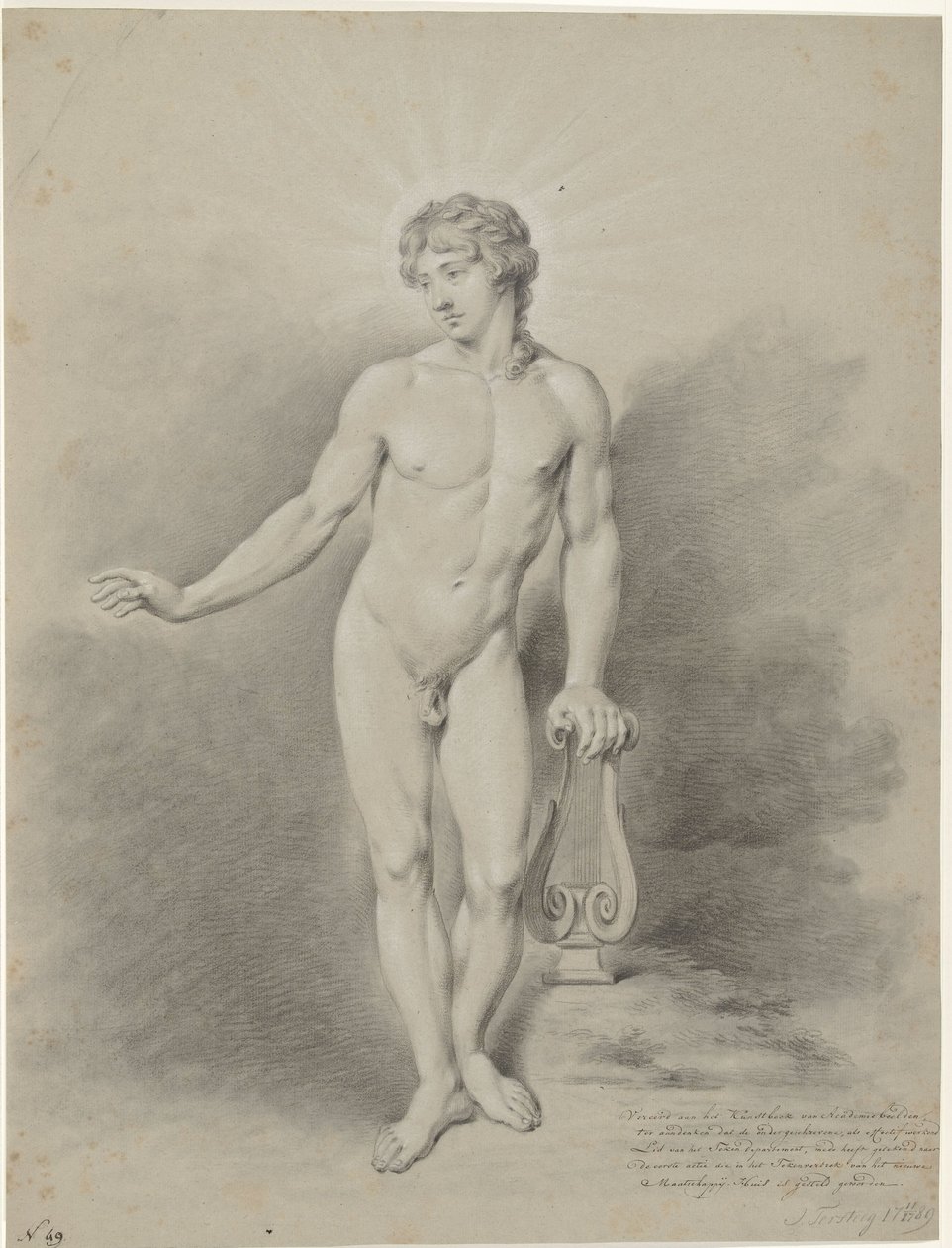 Desnudo masculino de pie con lira, como Apolo de Jan Tersteeg