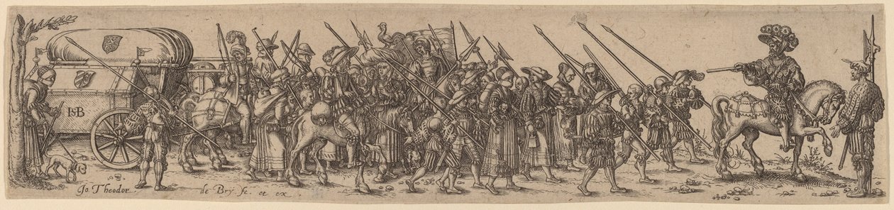 El tren de equipajes con el sargento mayor de Jan Theodor de Bry after Barthel Beham