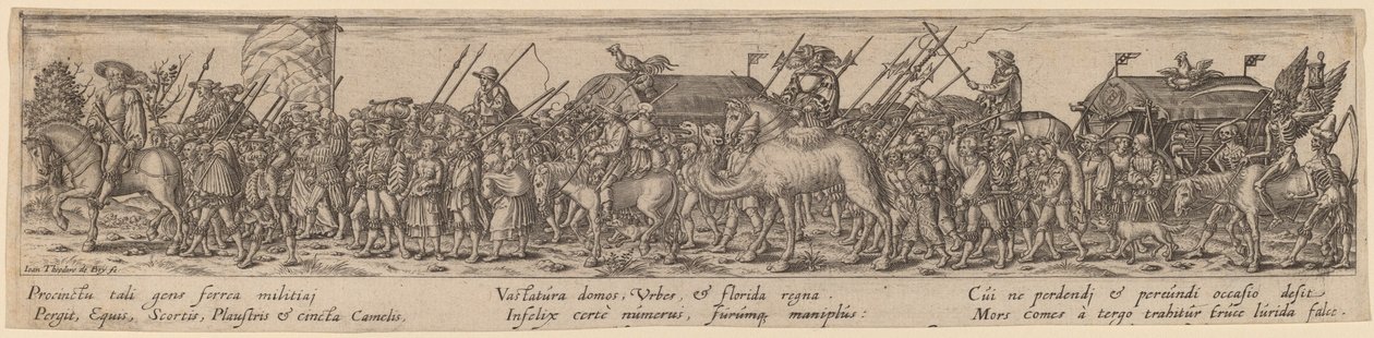Tren del ejército y la muerte de Jan Theodor de Bry after Erhard Schön