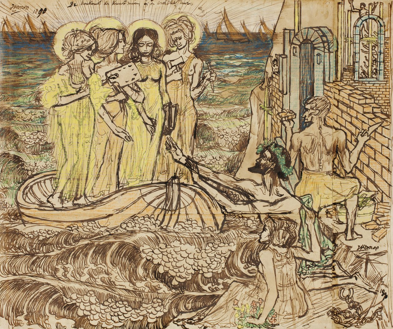 La llegada de las musas del arte a la arquitectura, 1890 de Jan Toorop