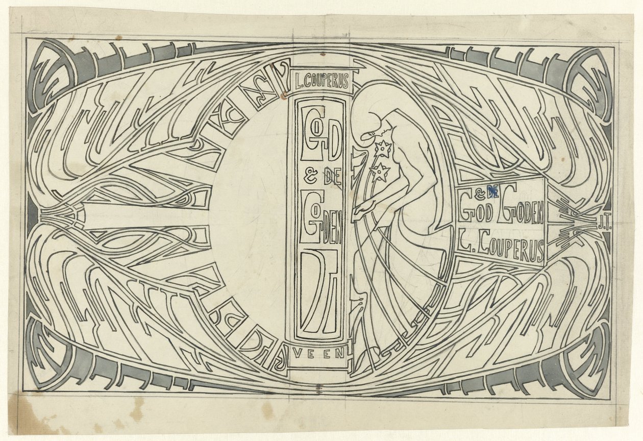 Diseño de encuadernación para: Louis Couperus, Dios y los dioses, 1903 de Jan Toorop
