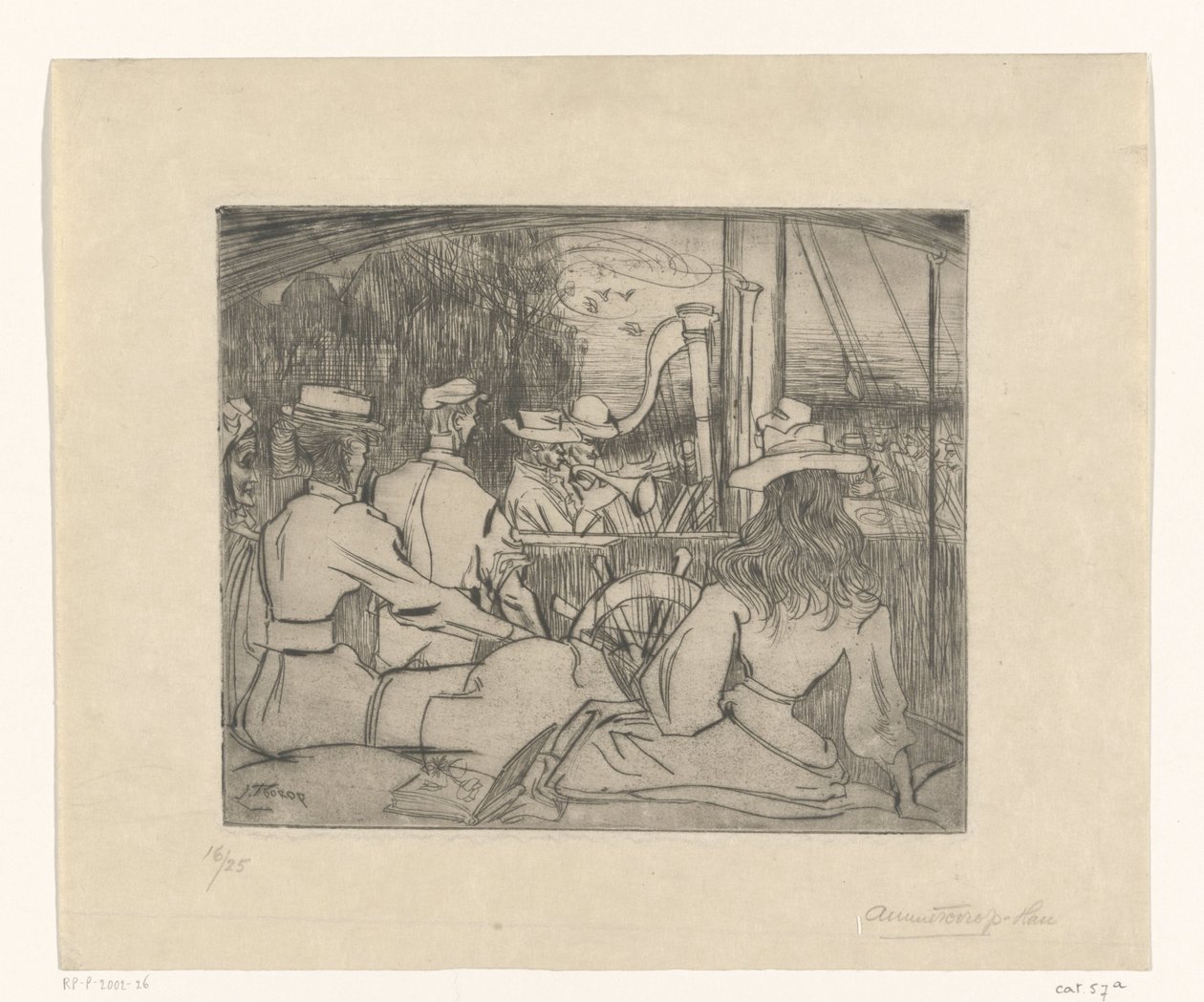 Músicos tocando en la cubierta de un barco
Músicos a bordo (título original) de Jan Toorop