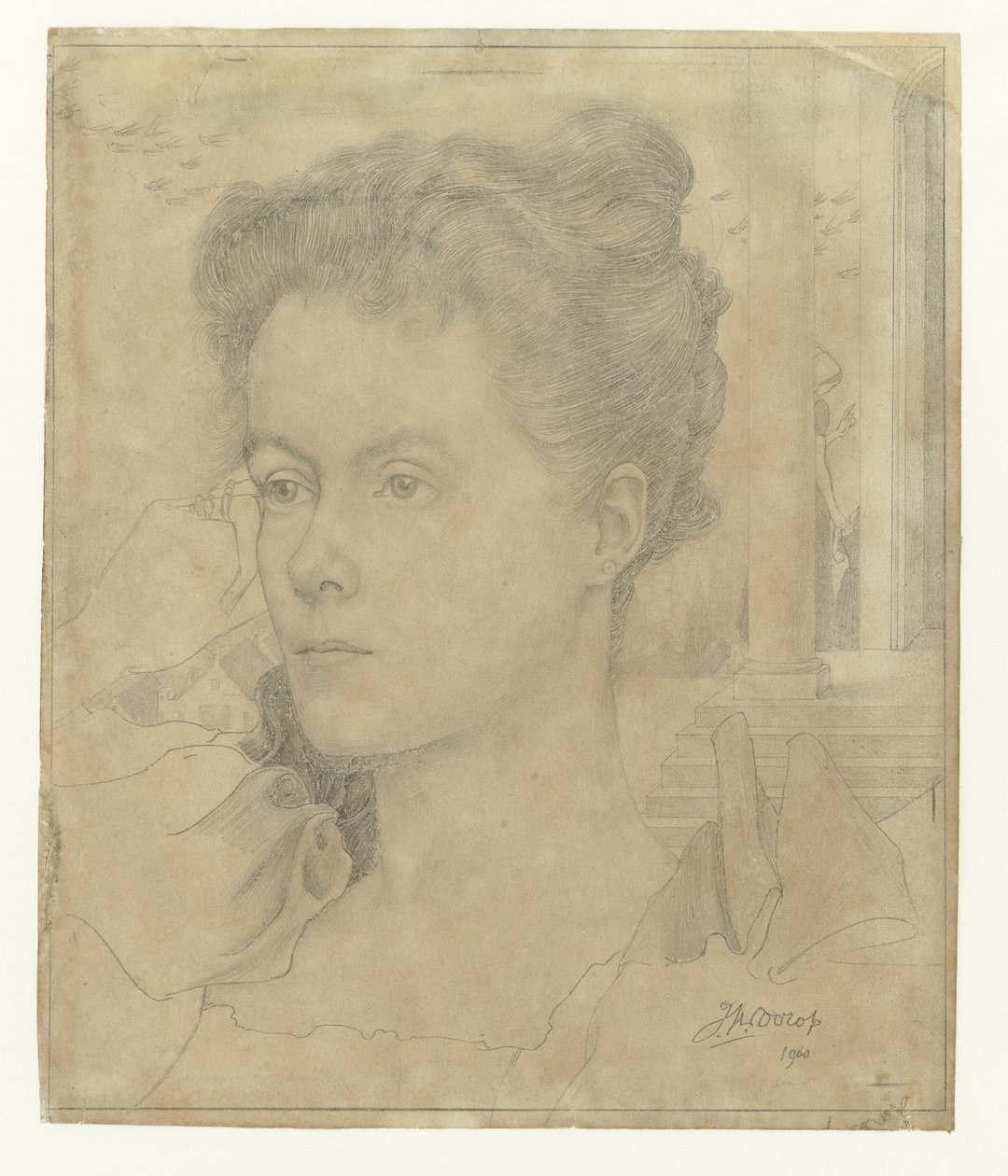 Retrato de la esposa de Jan Toorop, Annie Hall, o de su hermana Janet Hall de Jan Toorop