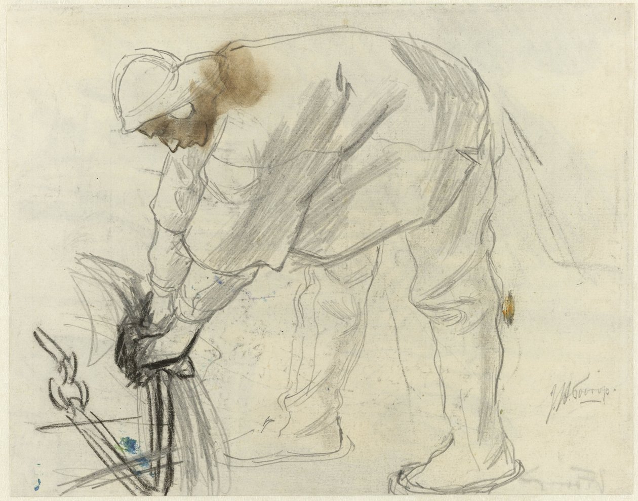 Estudio de un marinero con un ancla de Jan Toorop