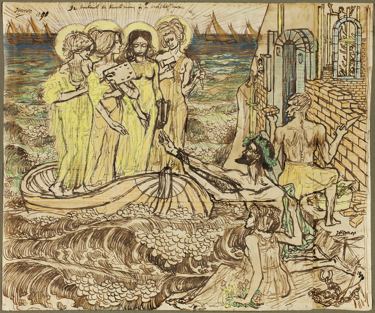 La llegada de las musas del arte a la arquitectura de Jan Toorop