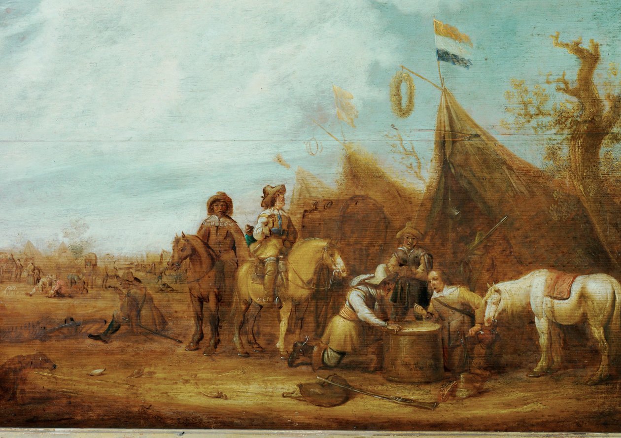 Halte de cavaliers (óleo sobre madera) de Jan Van Der Stoffe