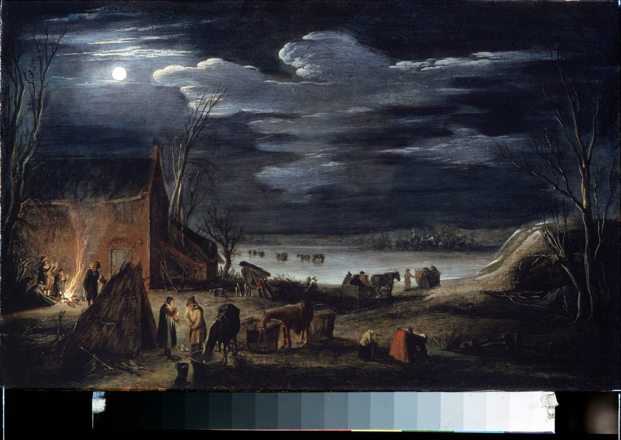 Invierno (Invierno). Pintura de Jan II van de Velde (1593-1641). Óleo sobre tabla, 30 x 44,5 cm. Arte flamenco, arte barroco. Museo del Hermitage, San Petersburgo. de Jan Van de II Velde