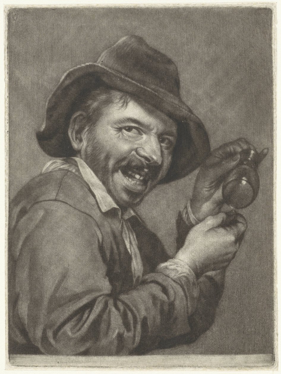 Hombre con un vaso vacío (el Gusto) Los cinco sentidos (título de la serie) de Jan Verkolje (I)