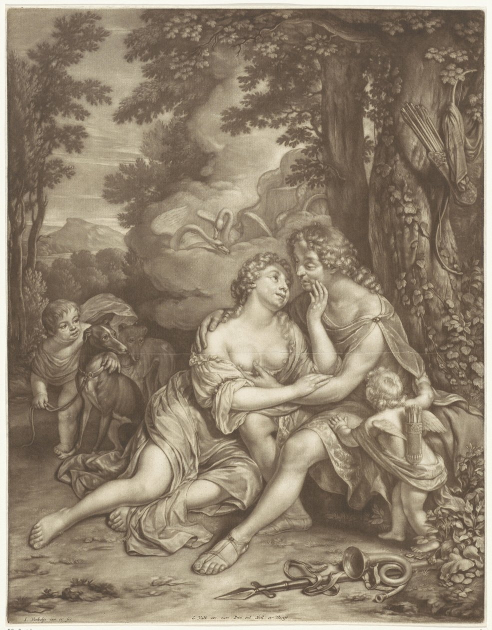 Venus evita que Adonis cace de Jan Verkolje (I)