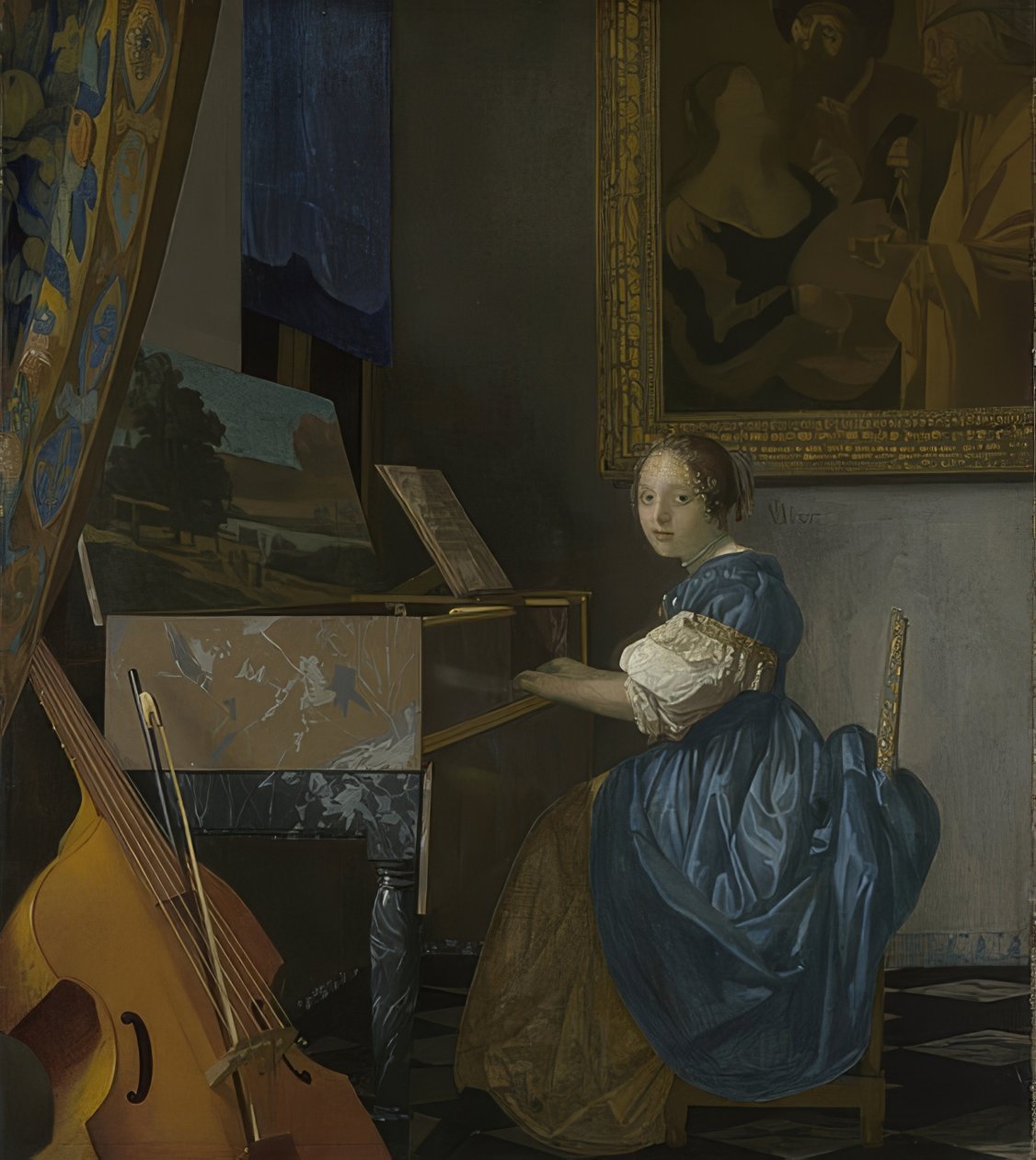 Joven mujer sentada en un virginal. Alrededor de 1670-72 de Jan Vermeer van Delft