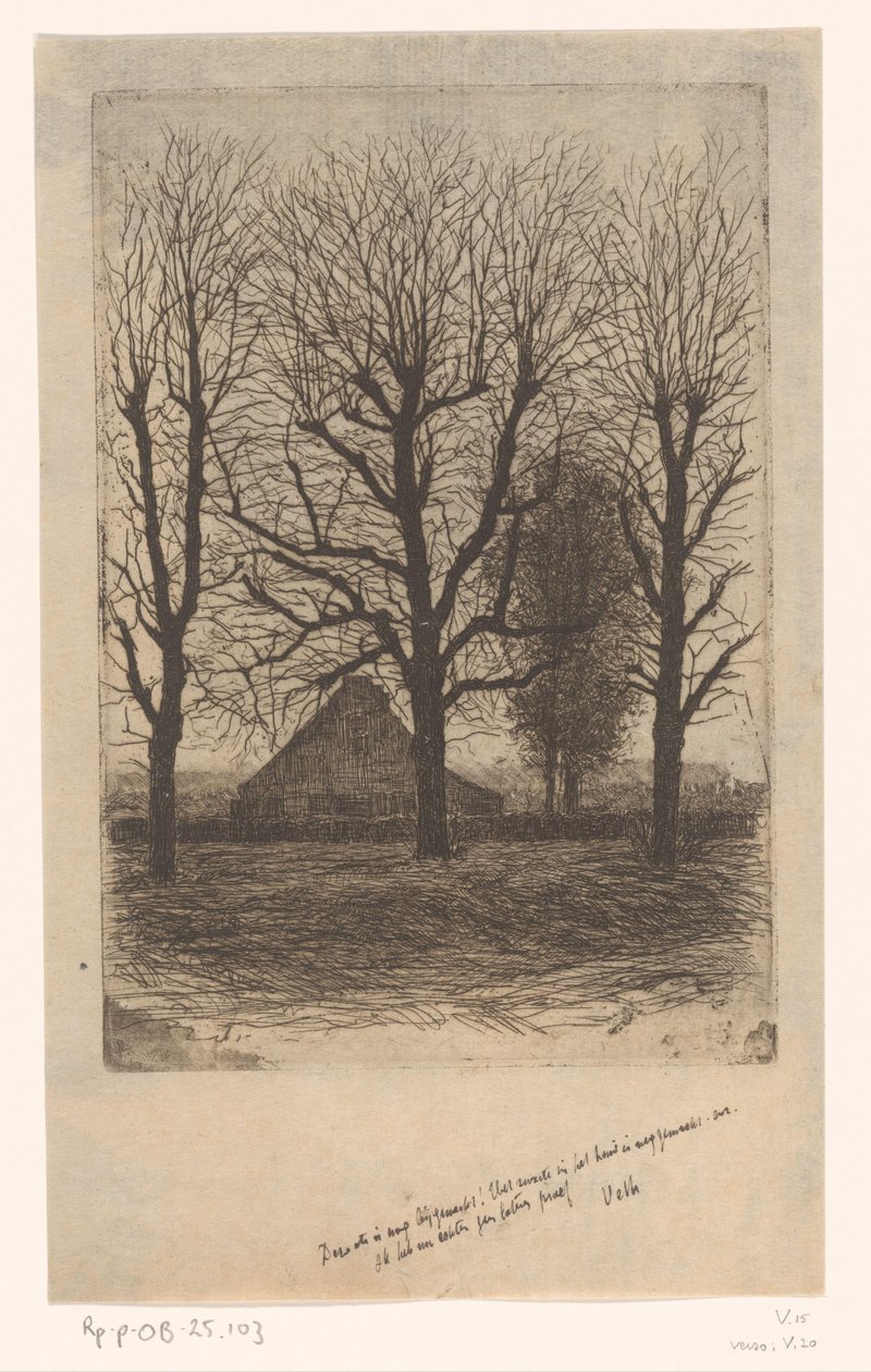 Granja entre altos árboles, Ewijkshoeve de Jan Veth (signed by artist)