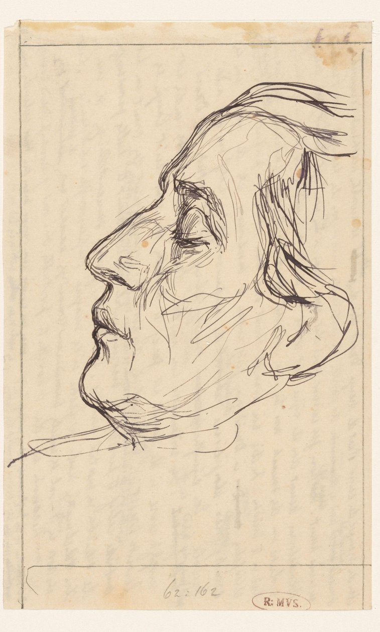 Retrato de hombre con los ojos cerrados, perfil hacia la izquierda de Jan Veth