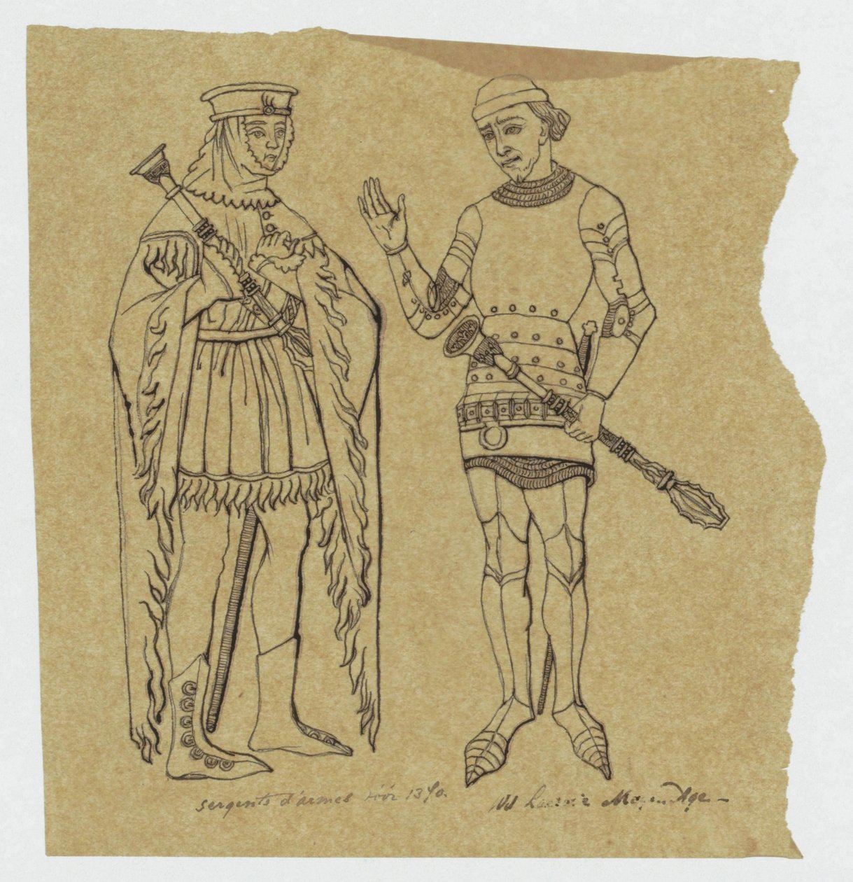 Zwei mittelalterliche Soldaten vor 1370 de Jan Veth