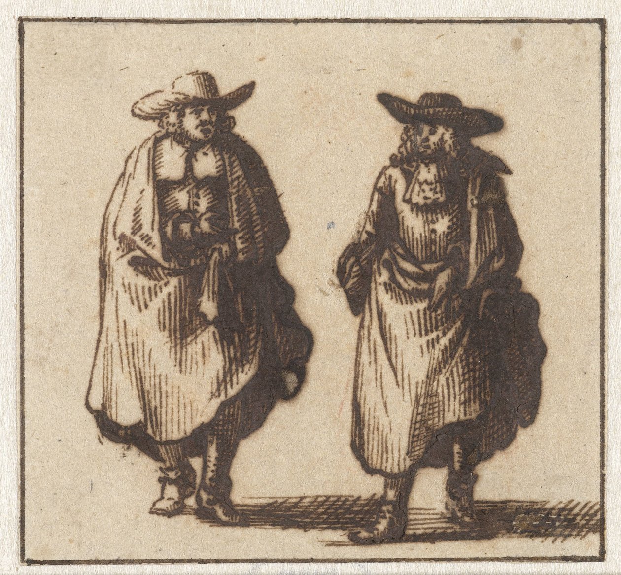Dos caballeros de pie, con pesadas capas de Jan Vincentsz. van der Vinne (possibly)