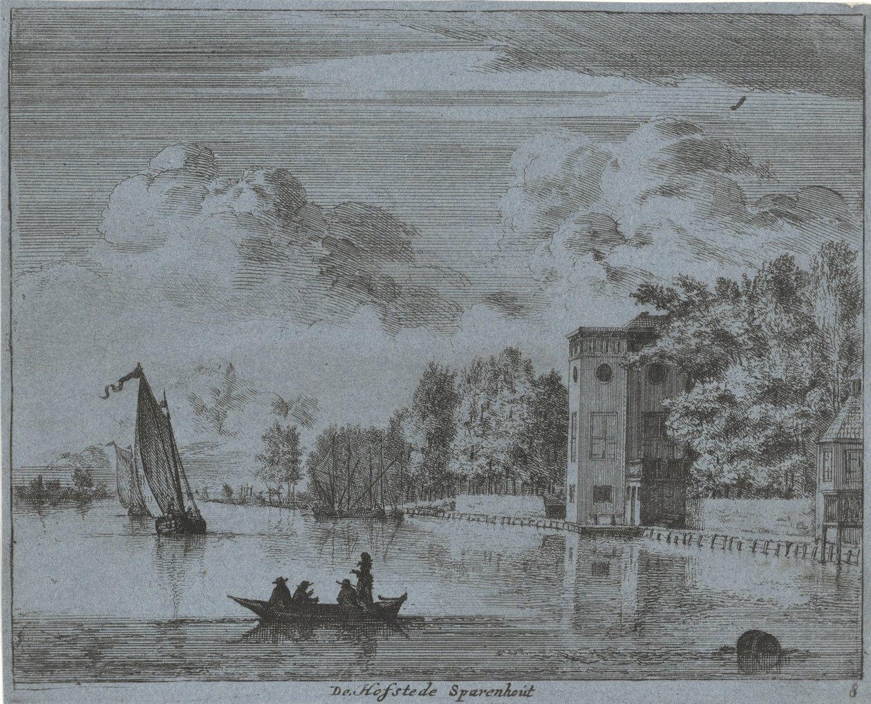 Vista de la granja Savenhout en Haarlem El Hofstede Sparenhout (título sobre el objeto) Paisajes del área de Haarlem (título de la serie) Gesigten fuera de Haarlem, Hecho por. JVV (título de la serie en el objeto) de Jan Vincentsz. van der Vinne