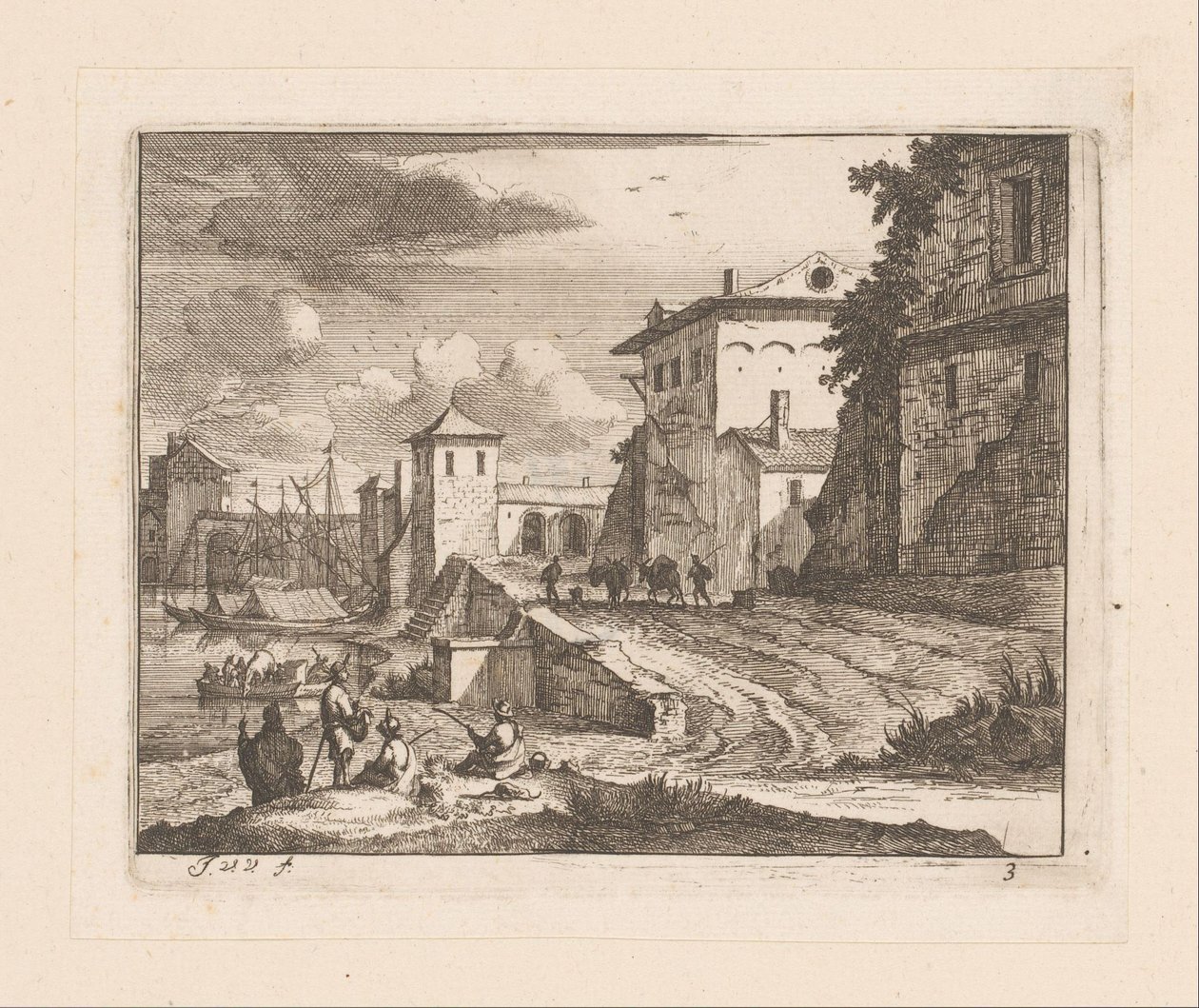 Muelles de un puerto italiano de Jan Vincentsz. van der Vinne