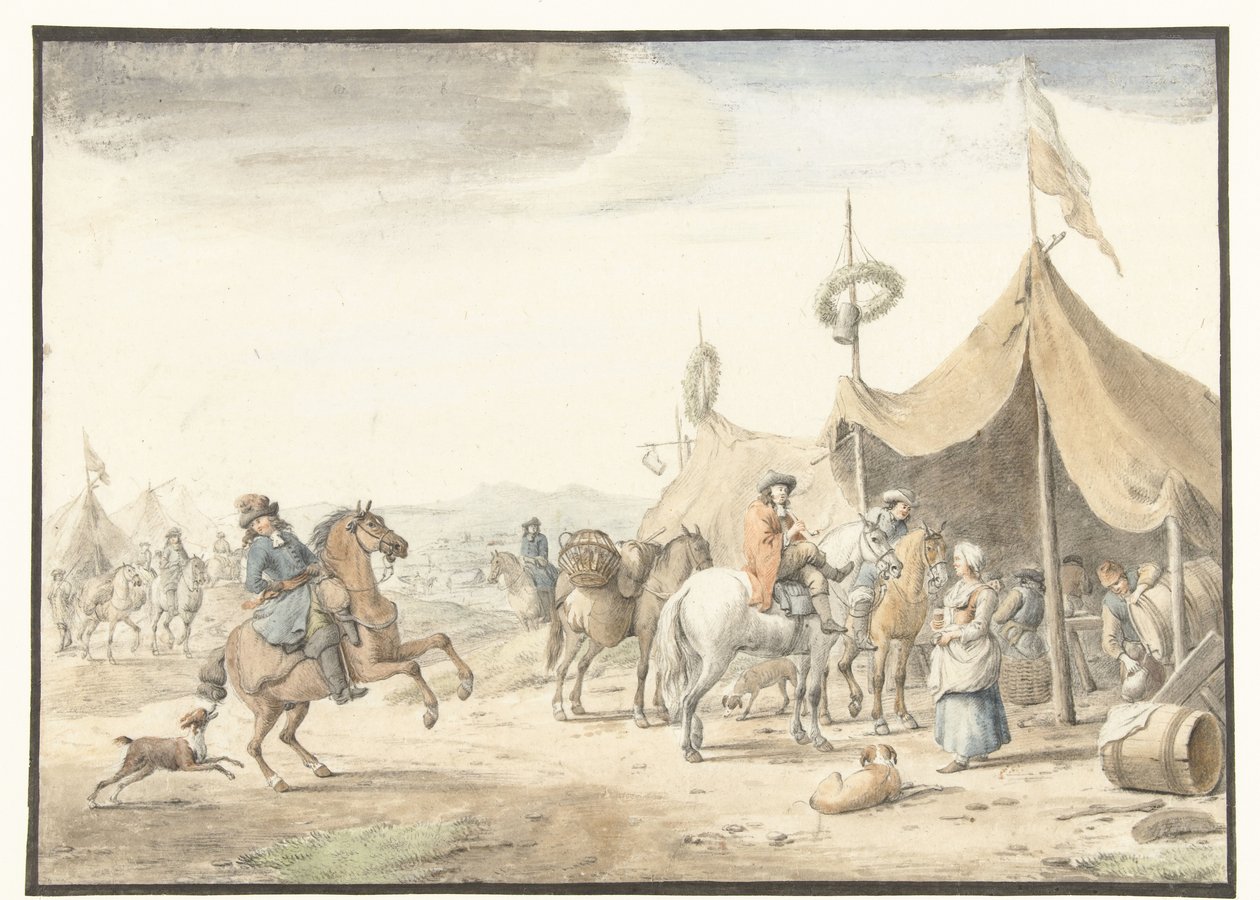 Campamento del ejército con jinetes de Jan Vincentsz. van der Vinne