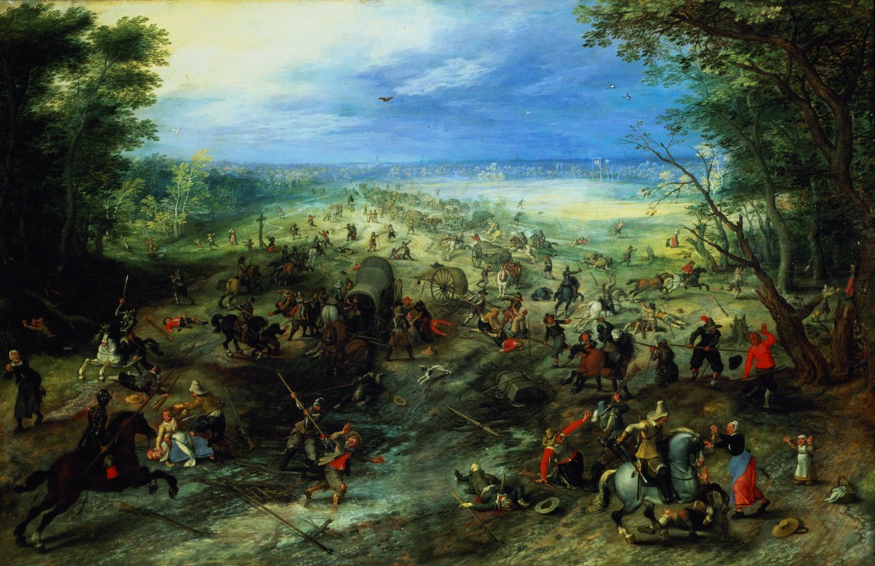 Asalto a una caravana de carretas de Jan & Vrancx S. (1573-1647) Brueghel