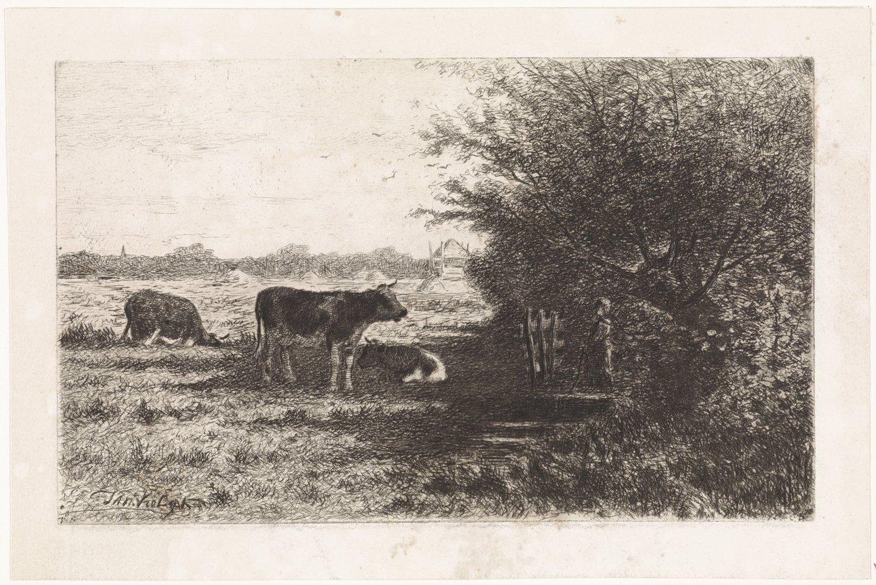 vacas en pasto de Johannes Martinus Vrolijk