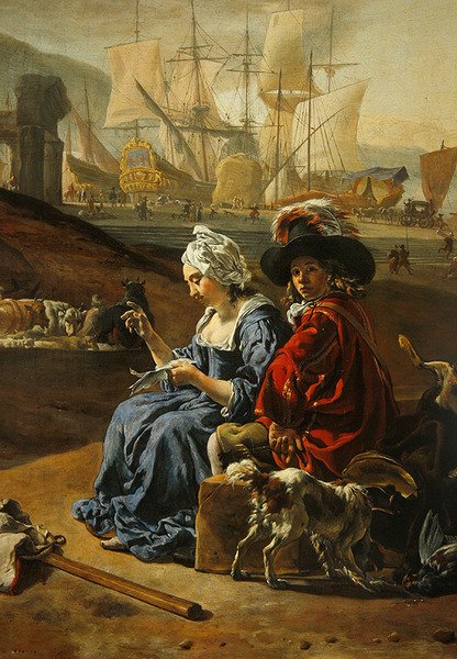 Puerto marítimo italiano (detalle) de Jan Baptist Weenix