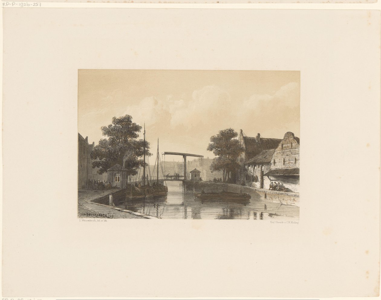 Vista del canal con puente levadizo de Jan Weissenbruch