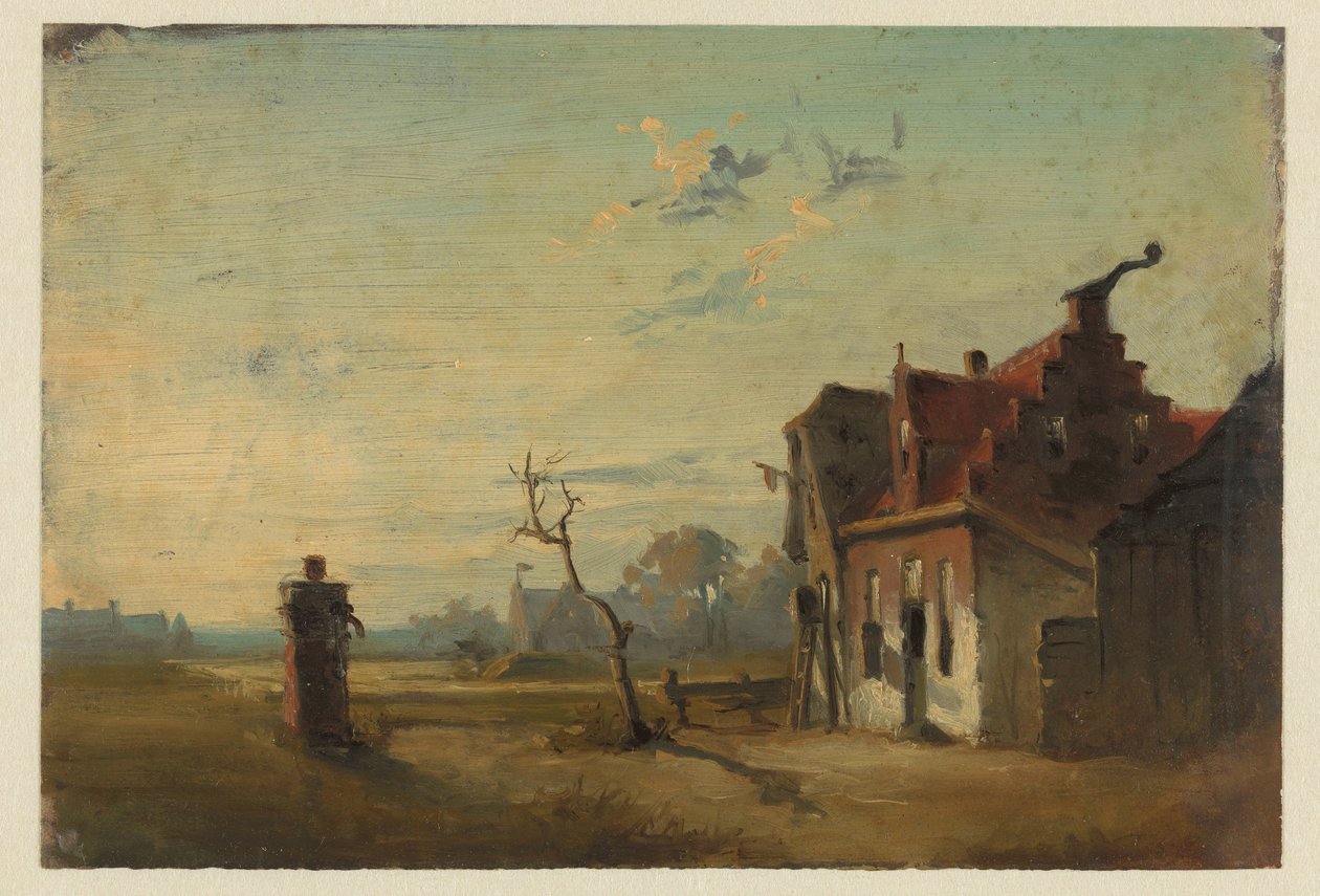 Paisaje con granja y bomba de agua de Jan Weissenbruch