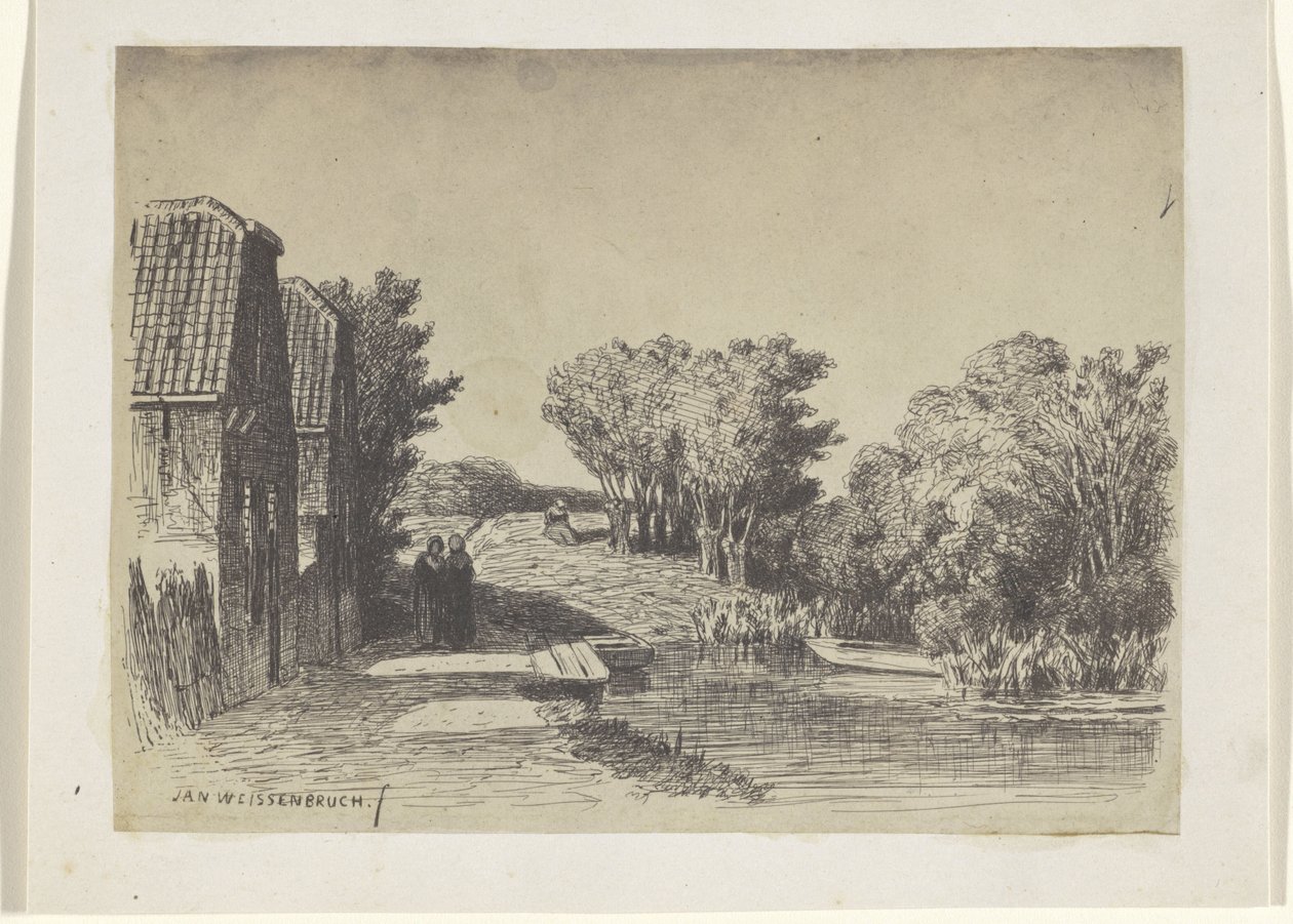 Dos casas junto al agua de Jan Weissenbruch