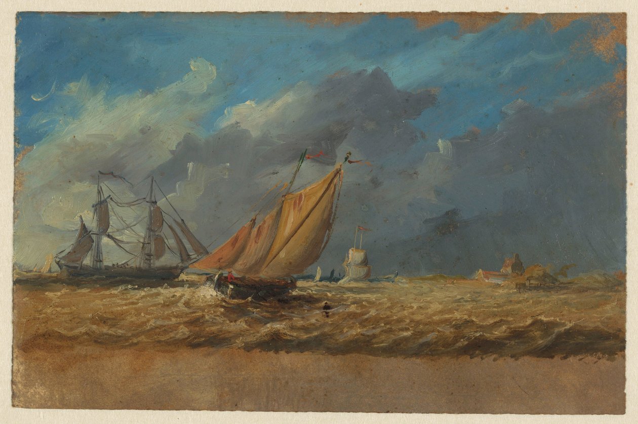 Paisaje marino con algunos barcos de Jan Weissenbruch