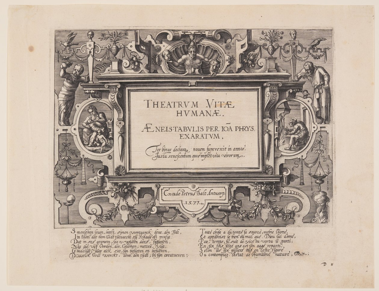 Frontispicio, de Theatrum Vitae Humanae (Las Edades del Hombre) de Jan Wierix