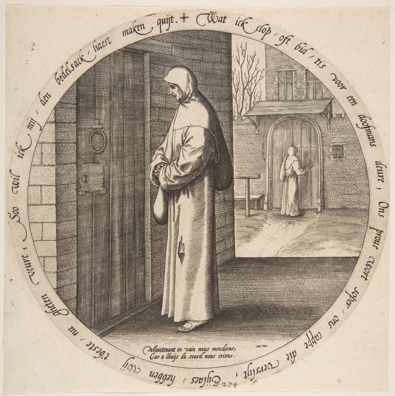 En vano se pide en la puerta del sordo, de Doce proverbios flamencos, ca. 1568 de Jan Wierix