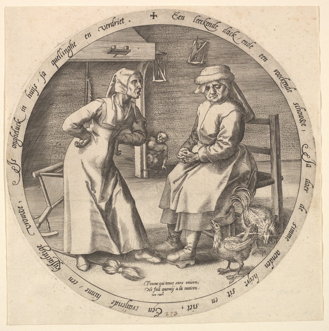 La mujer regañona y la gallina cacareante de Jan Wierix