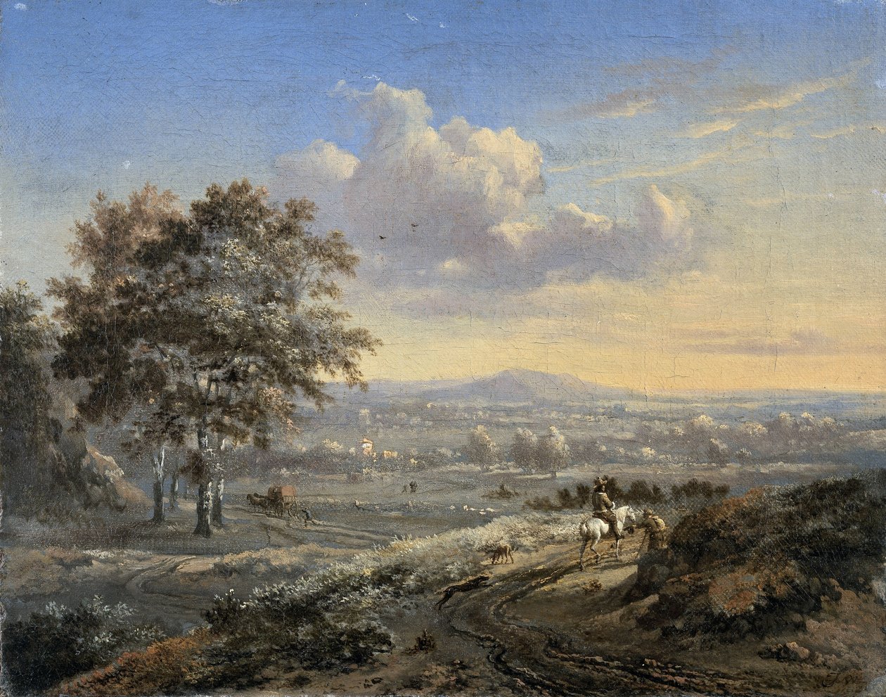 Paisaje montañoso con un jinete en una carretera rural de Jan Wijnants