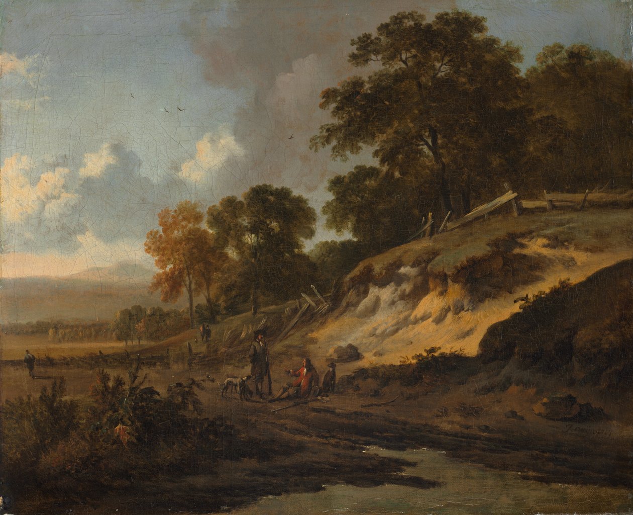 paisaje con cazadores de Jan Wijnants