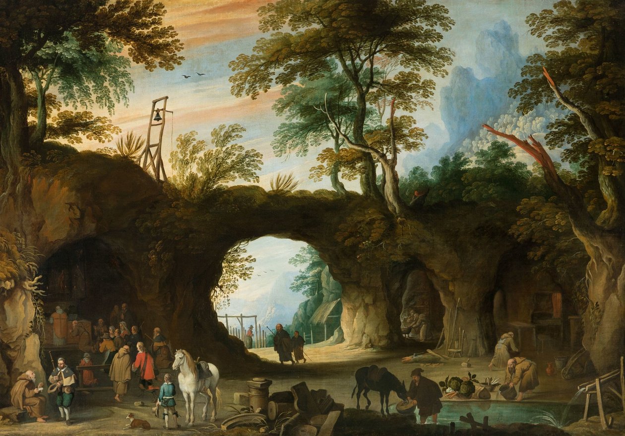 Jan Wildens - Lugar de peregrinación en un paisaje rocoso de Jan Wildens