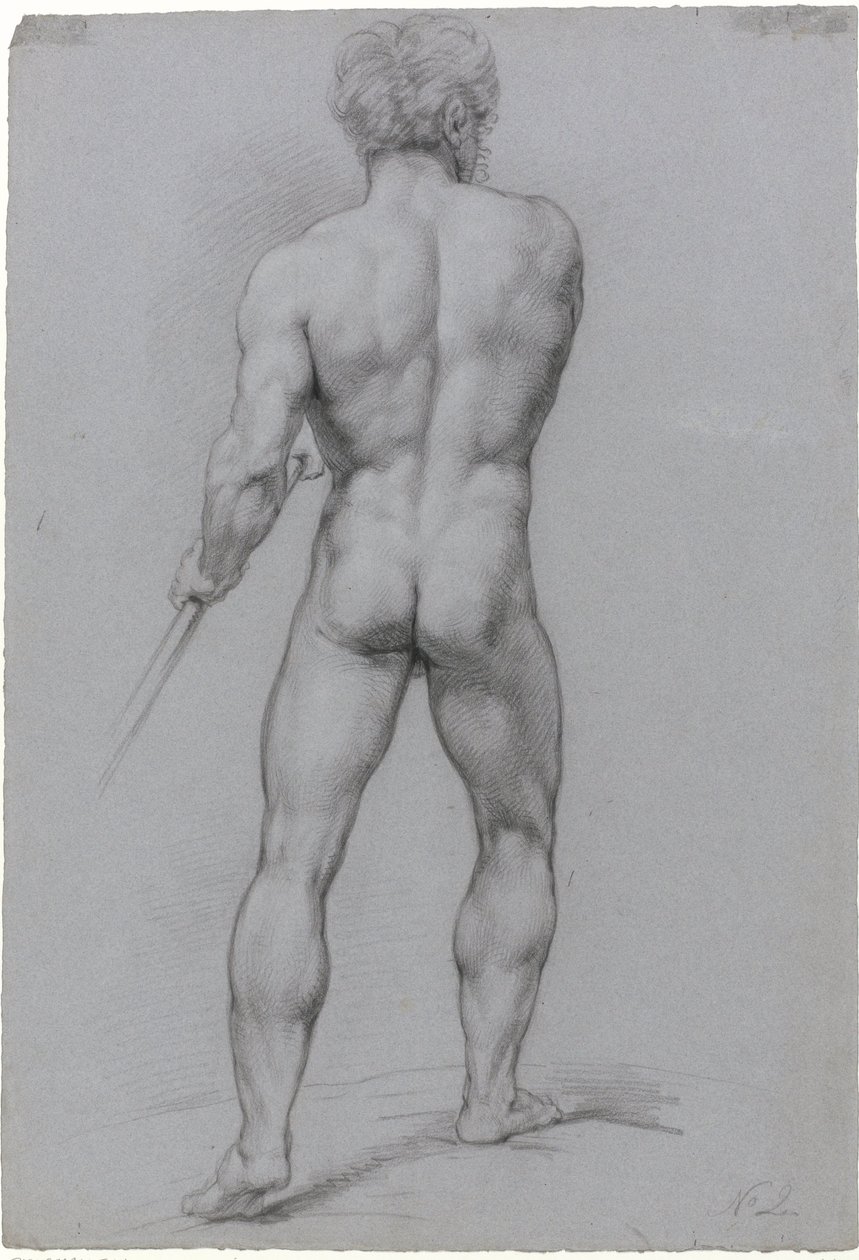 Desnudo masculino de pie, visto desde atrás de Jan Willem Pieneman