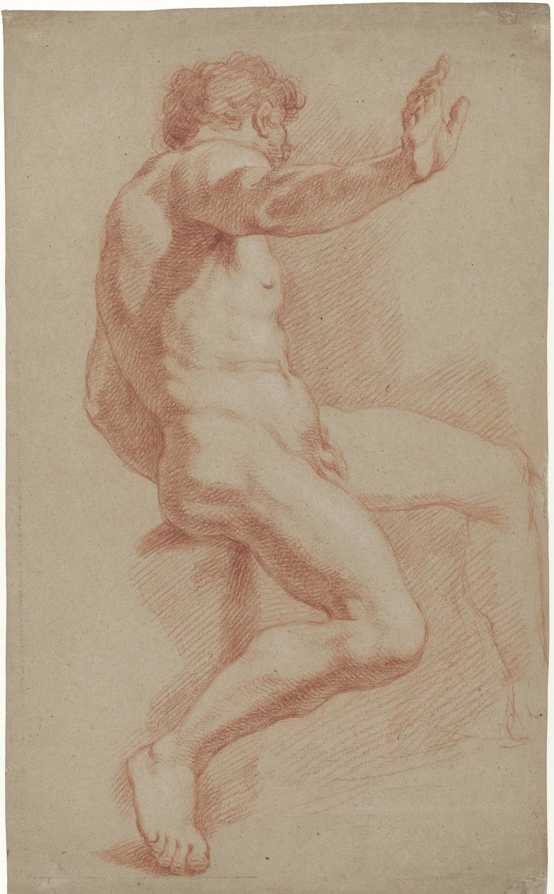 Desnudo masculino sentado, de perfil a la derecha de Jan Willem Pieneman