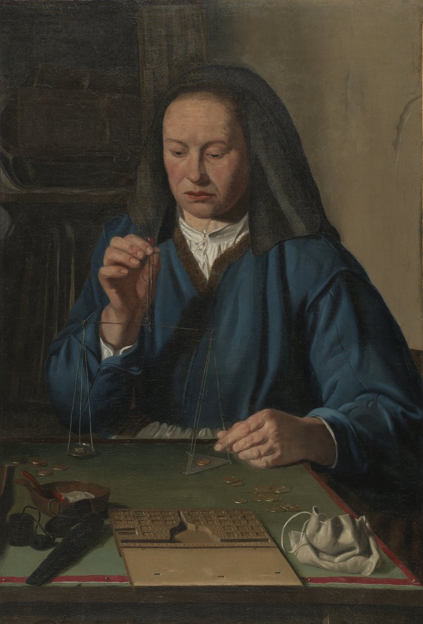 Mujer pesando oro de Jan Woutersz.