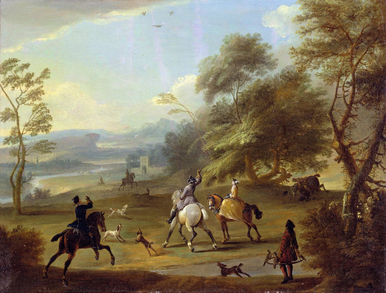 Una fiesta de cetrería, c.1690 de Jan Wyck