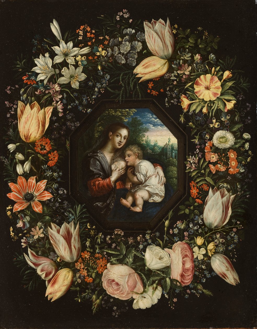 Madonna y Niño en una guirnalda de flores, c.1625 de Jan and Balen, Hendrik van Brueghel