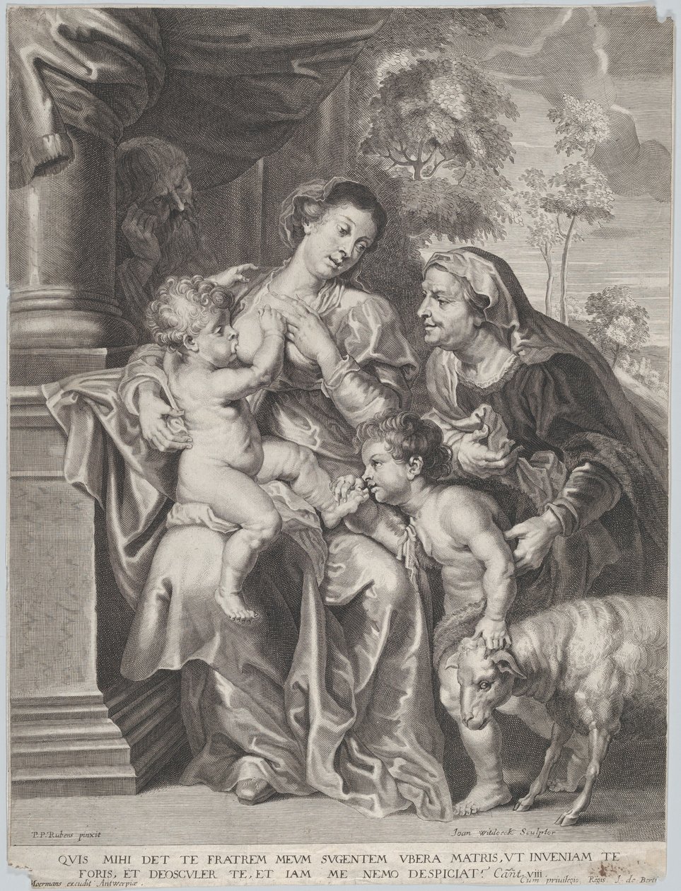 La Sagrada Familia con Isabel y el infante San Juan Bautista, la Virgen amamantando al infante Cristo, c.1635-42 de Jan Witdoek