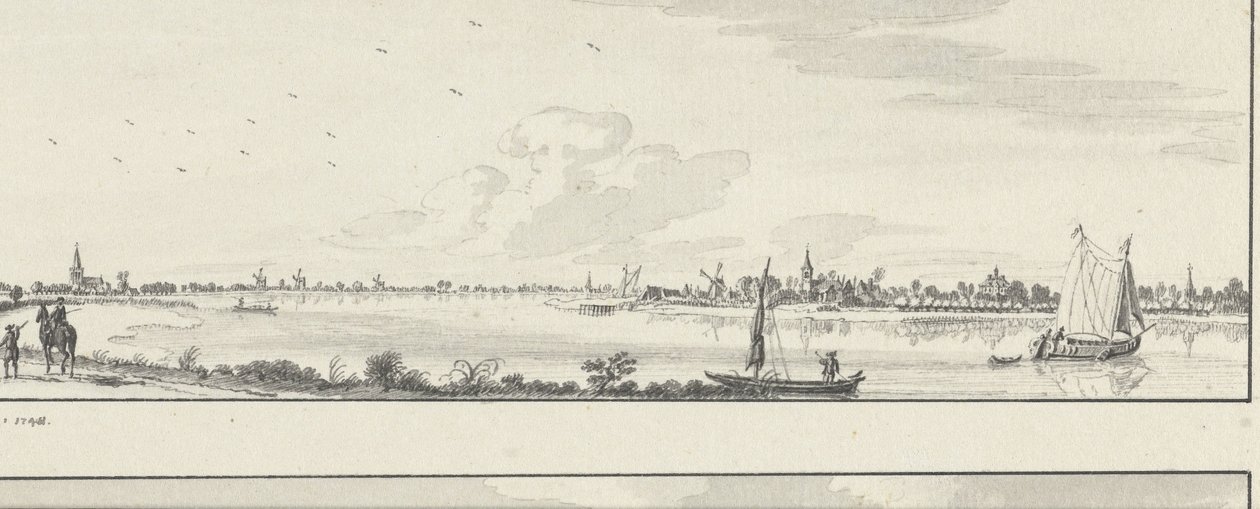 Vista sobre el Lek en los pueblos Lopik, Jaarsveld, Tienhoven, Ameide y la Casa Herlaer de Jan de Beijer