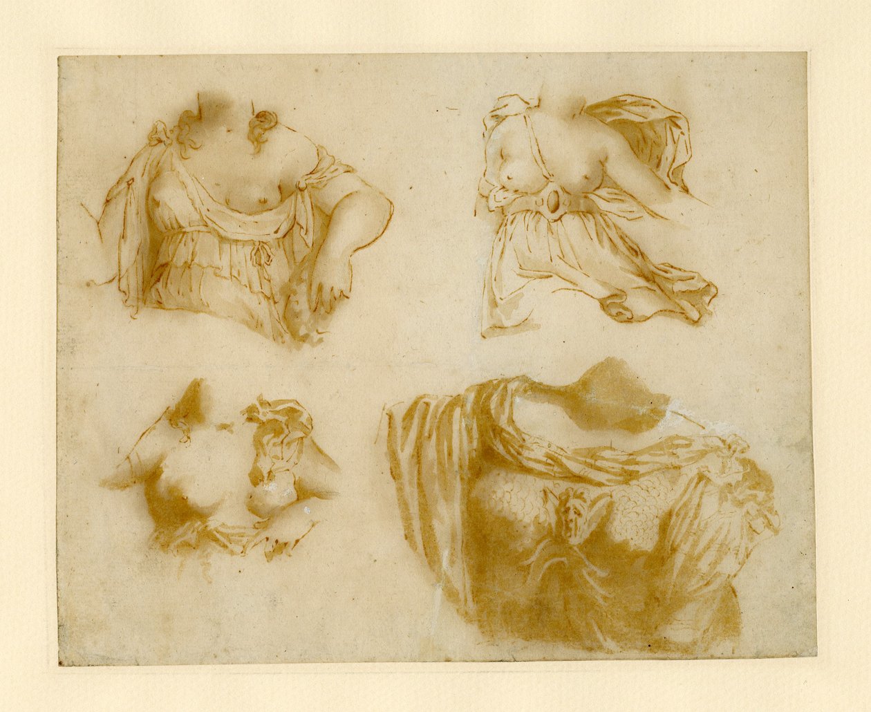 Cuatro estudios de un torso drapeado. de Jan de Bisschop