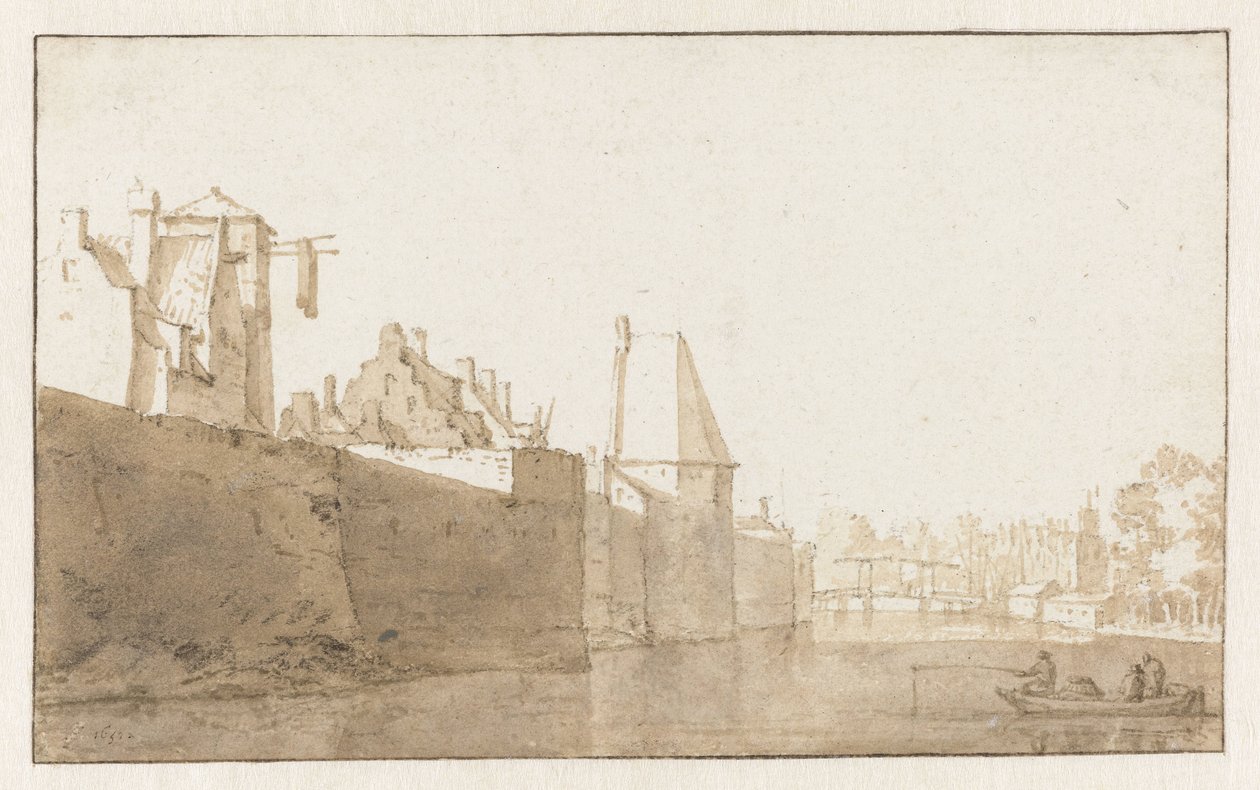 Vista de la muralla de Leiden de Jan de Bisschop