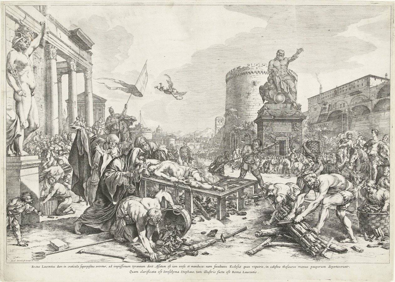 Martelaarschap van Heilige Lawrence Beato Lawrence mientras (...) es Rome Lawrence (título sobre objeto) de Jan de Bisschop