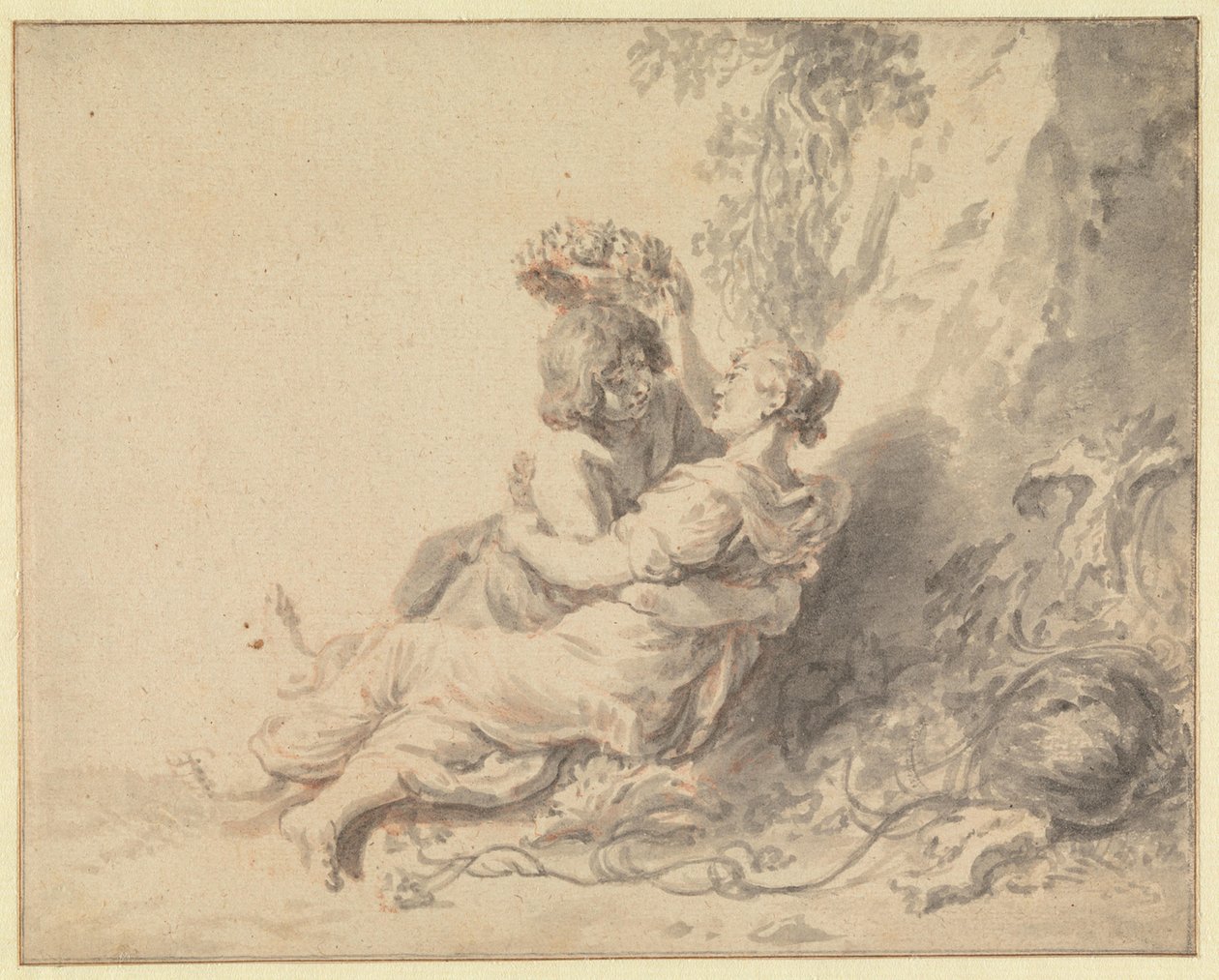 Una pareja de pastores jugueteando de Jan de Bray