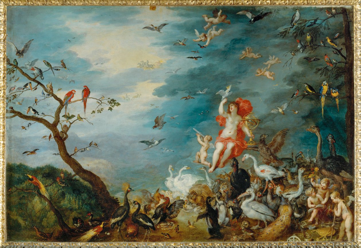 Aire - una de las cuatro pinturas que muestran los cuatro elementos, encargadas en 1607 por el cardenal Federico Borromeo de Milán ... de Jan the Elder Brueghel